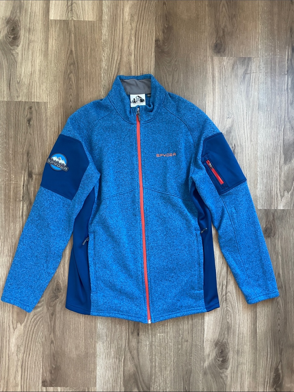 Spyder Kids Blue Fleece Jacket with Orange Zip Accents